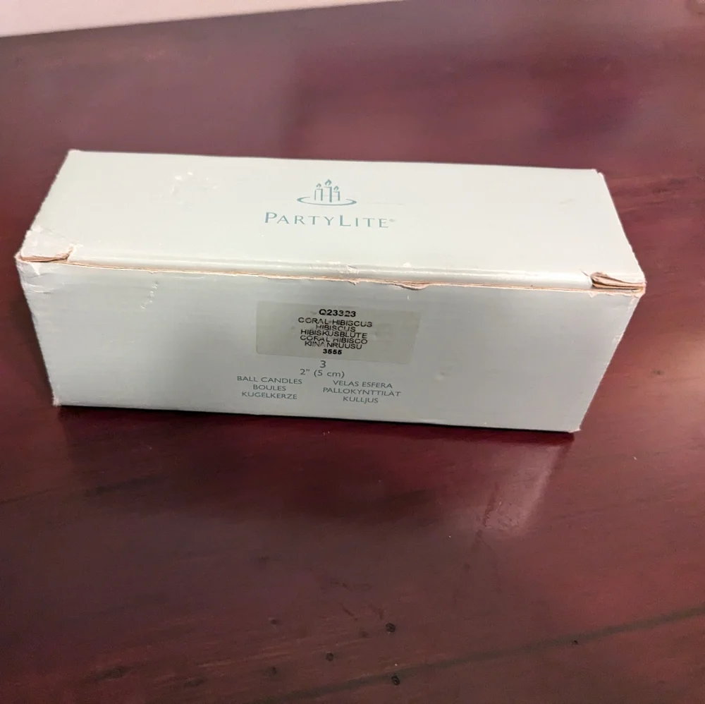 PartyLite One Full Box of 3 CORAL Pink HIBISCUS 2" Ball Candles New Round Q23323 - Picture 5 of 6
